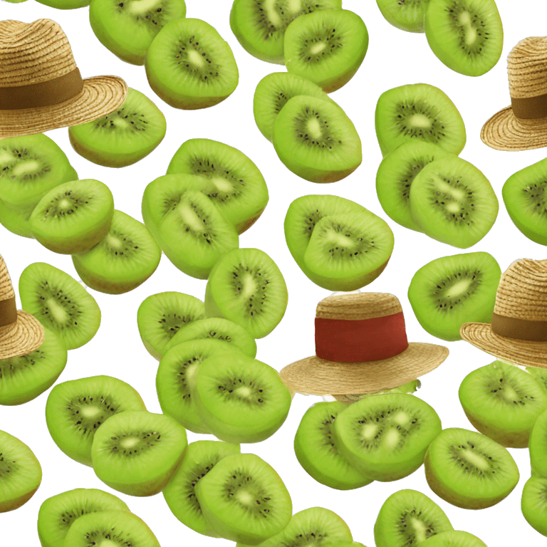 A kiwi fruit with the straw hat of Luffy  emoji