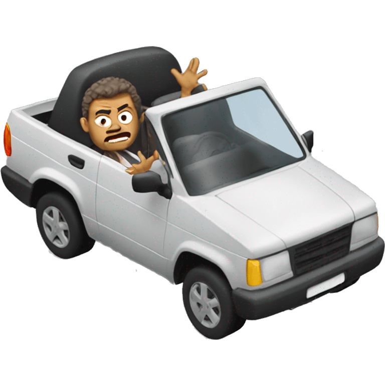 Mad man driving car emoji