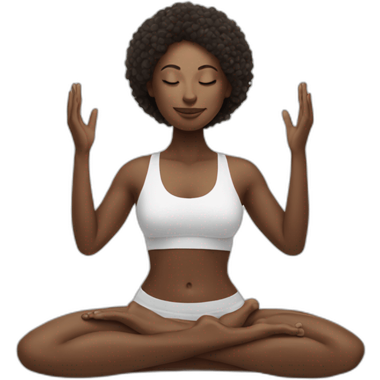 white hait woman doing yoga emoji