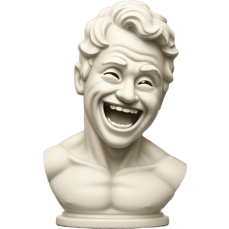 laughing muscular statue, antique white statue emoji