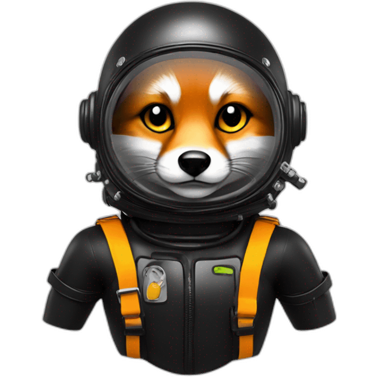 fox in black rubber shiny diving suit emoji