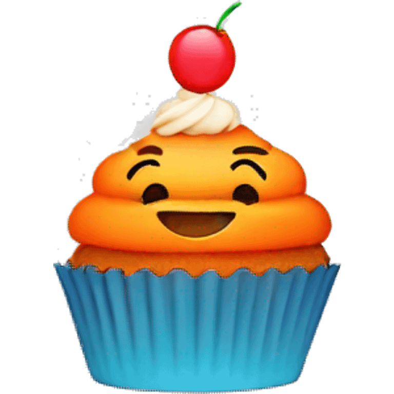 Orange cupcake with a happy face  emoji