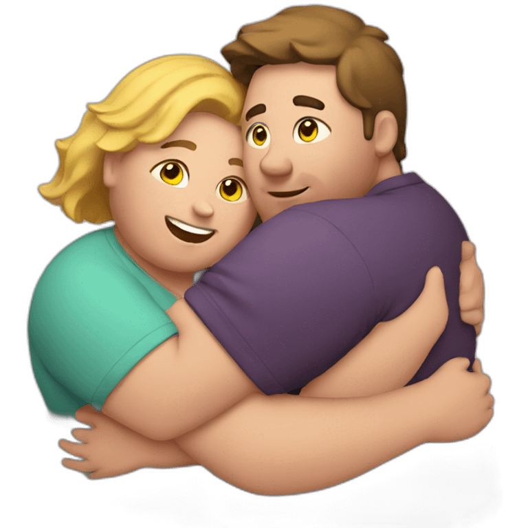 overweight couple hugging emoji