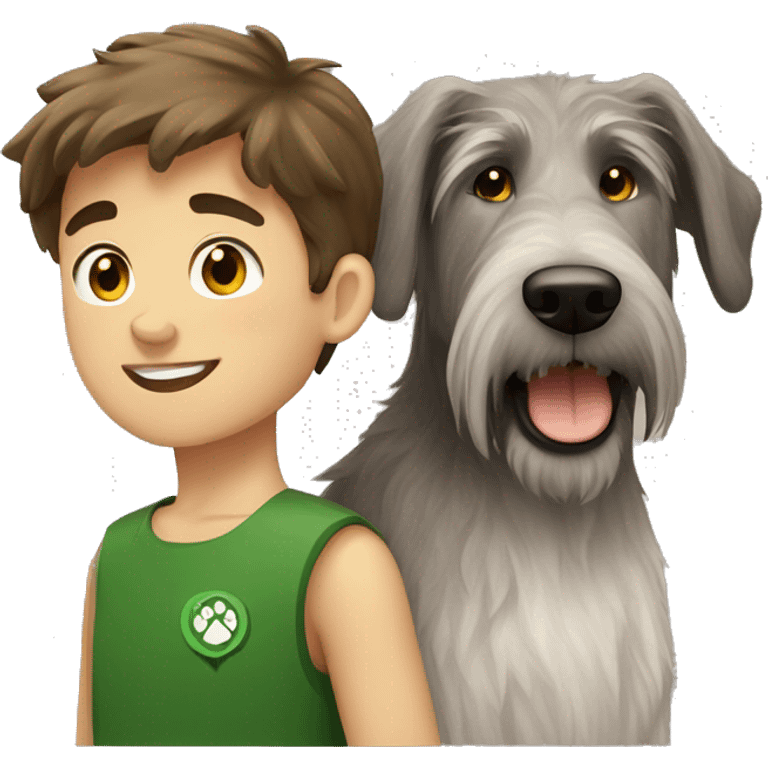 Brown hair boy and Irish wolfhound dog  emoji