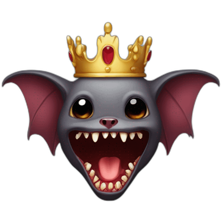 vampire bat wearing a crown bloody teeth emoji