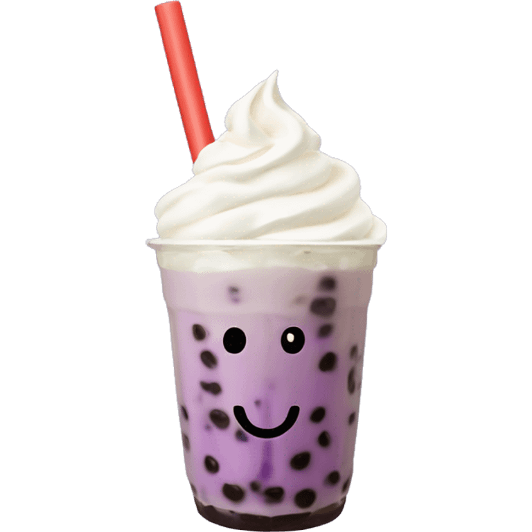 taro boba tea with whipped cream emoji