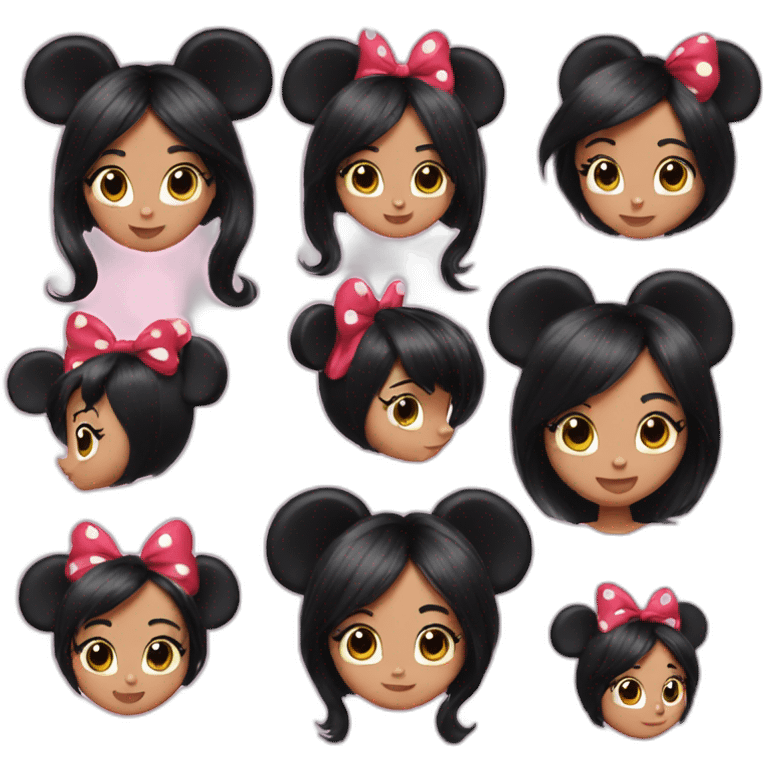 Minnie Mouse black hair  emoji