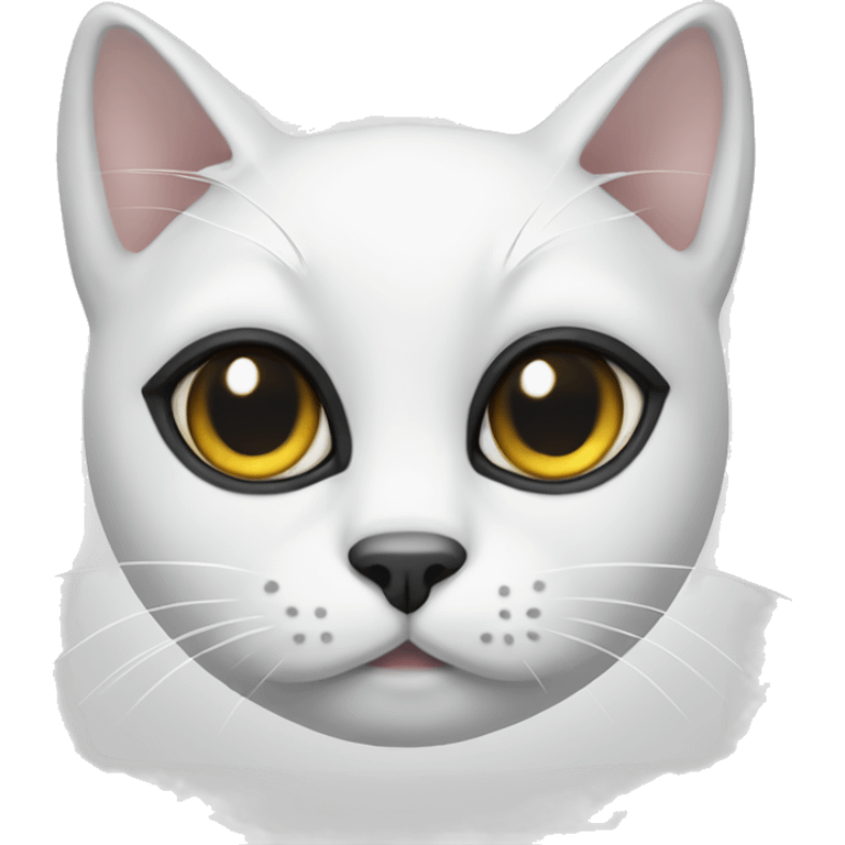 white cat with two black patches above the eyes emoji