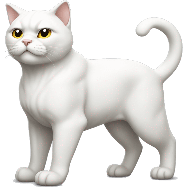 Muscular white cat emoji