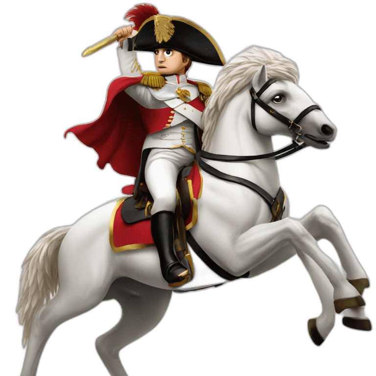 serious angry napoleon on white horse hold a golden eagle emoji