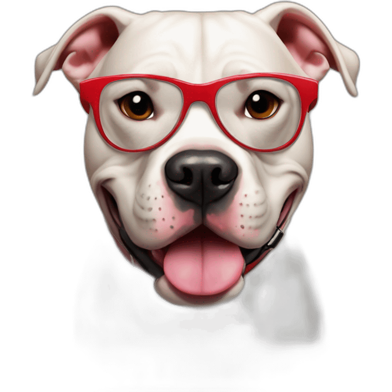 Perro pitbull con gafas y boina roja  emoji