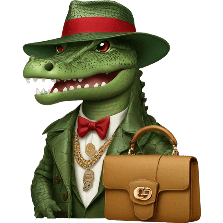 Rich crocodilee with a Gucci hat and Gucci bag emoji