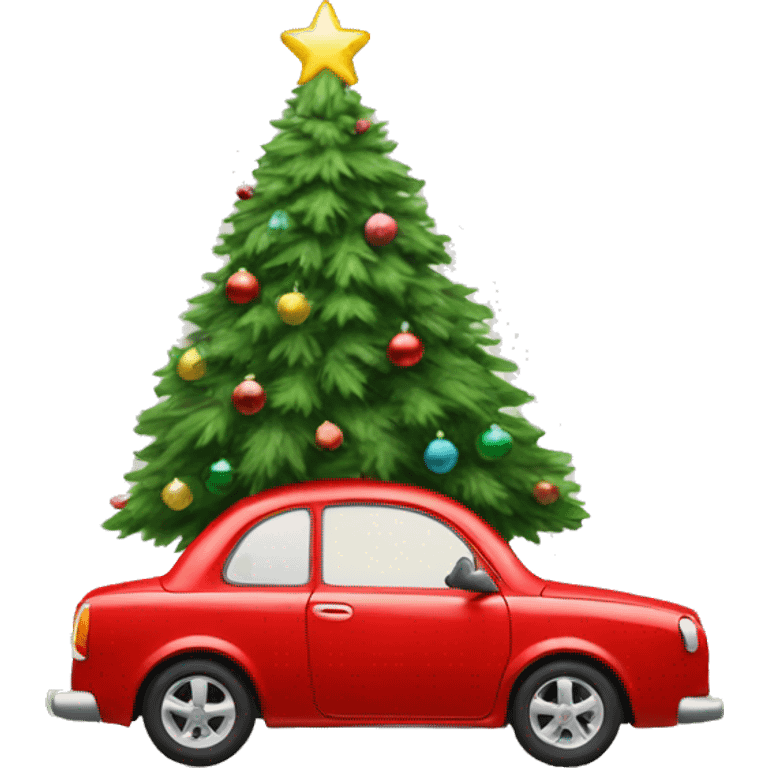 Christmas red Car with Christmas Tree  emoji