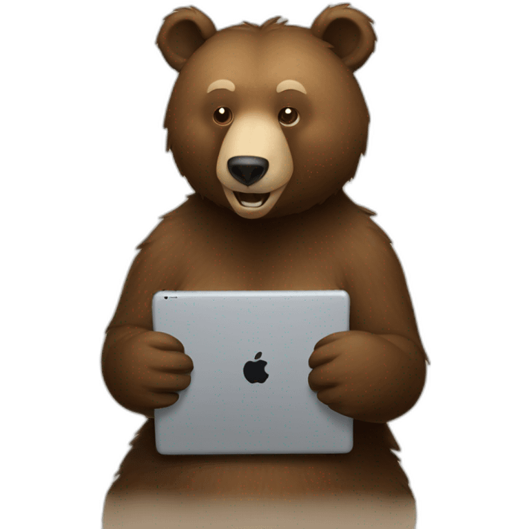 Bear with iPad  emoji