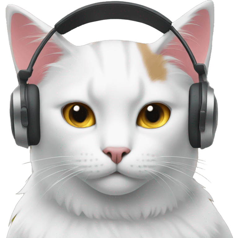 A cat wearing headphone on mountain  emoji