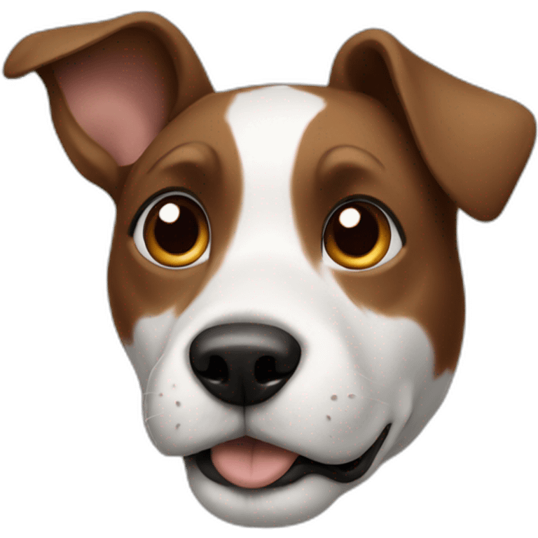 Dog with one hanging ear, black white and brown emoji