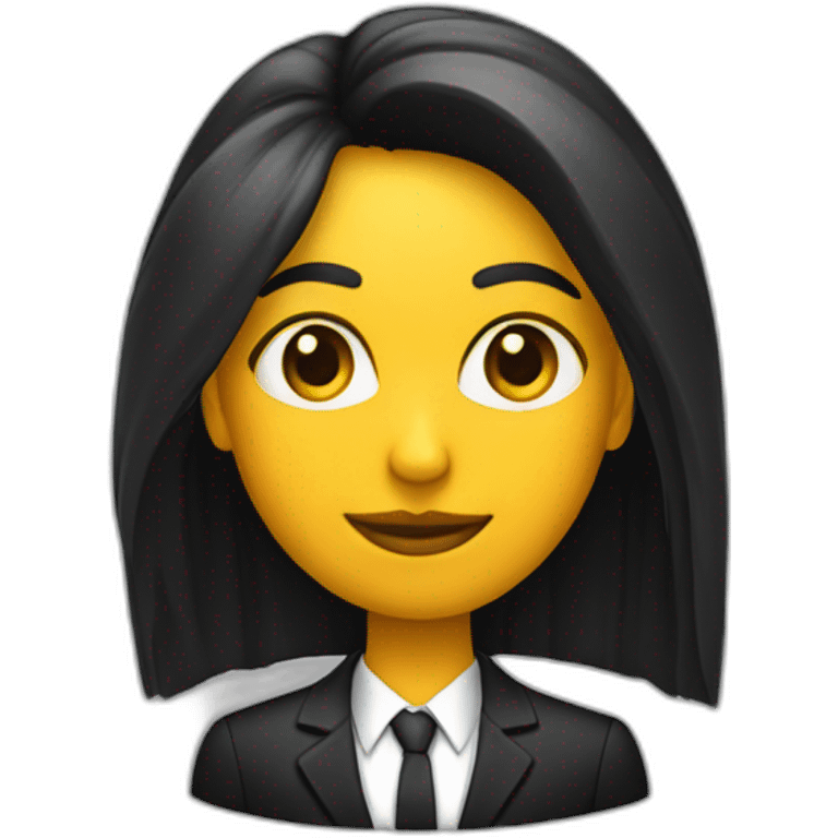 Chica con traje chaqueta negro pelo largo sin corbata emoji