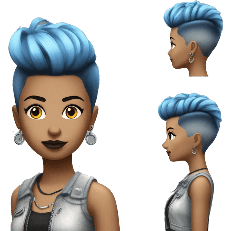 short blue on top silver on the side punk hairstyle lady emoji