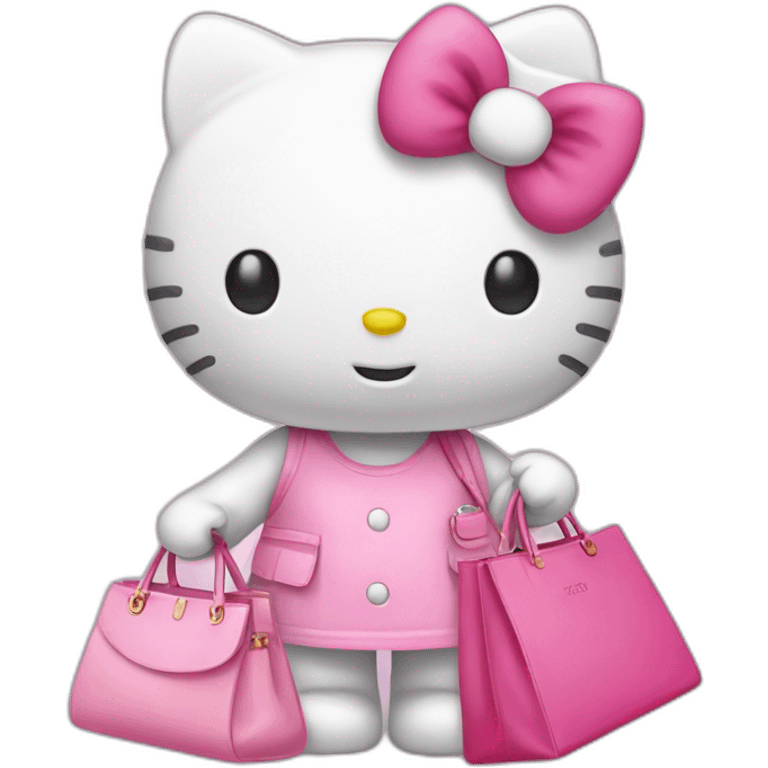 hello kitty carrying a pink purse and going shopping emoji