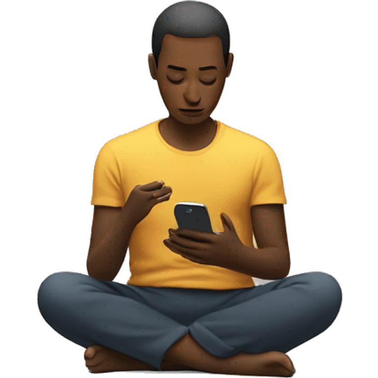 person meditating next to a turned-off phone. emoji