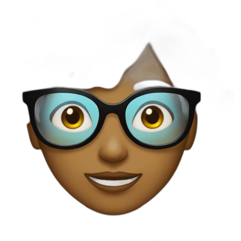 Fille aux cheveux noir et des lunettes emoji