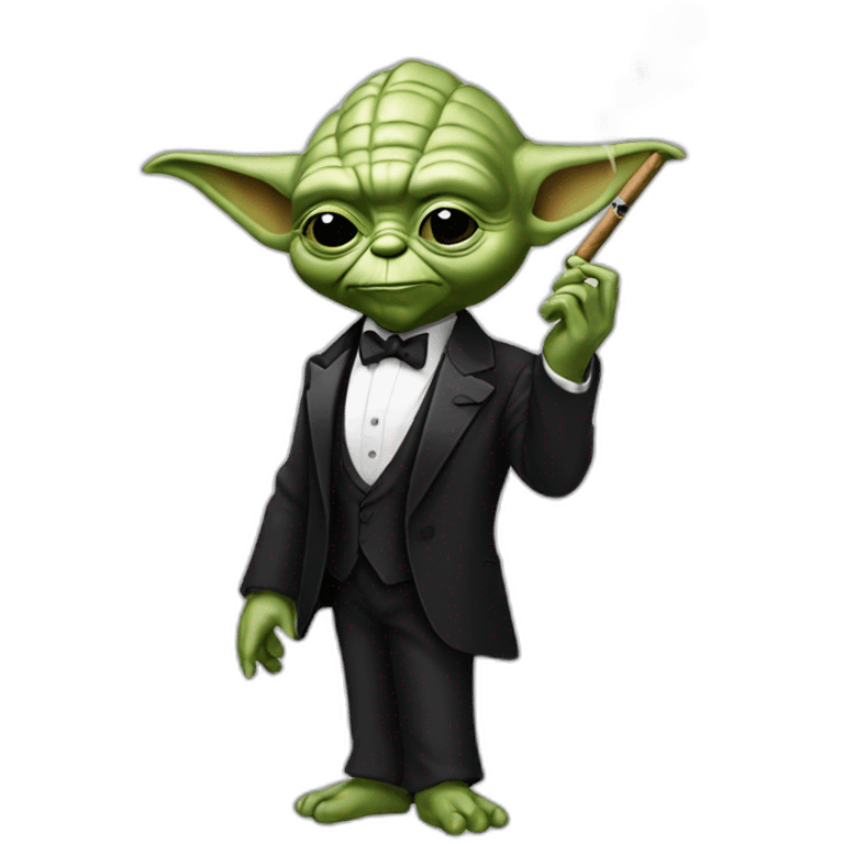 yoda in a tuxedo smoking a cigar emoji