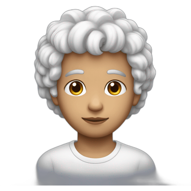 muchacho pelo gris piel blanca pelo lacio con pastel emoji