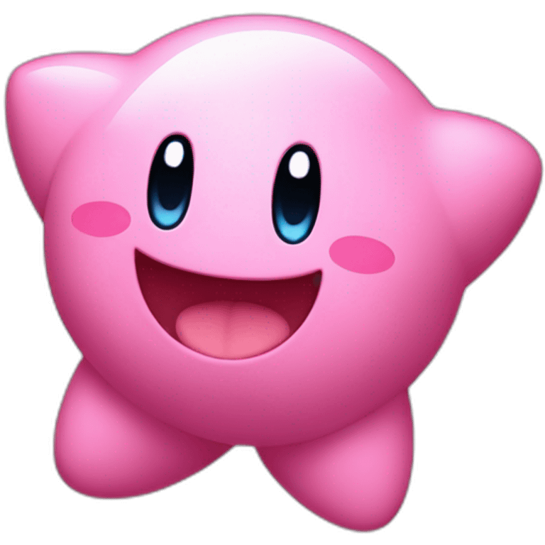 cute happy Kirby jumping on a star emoji