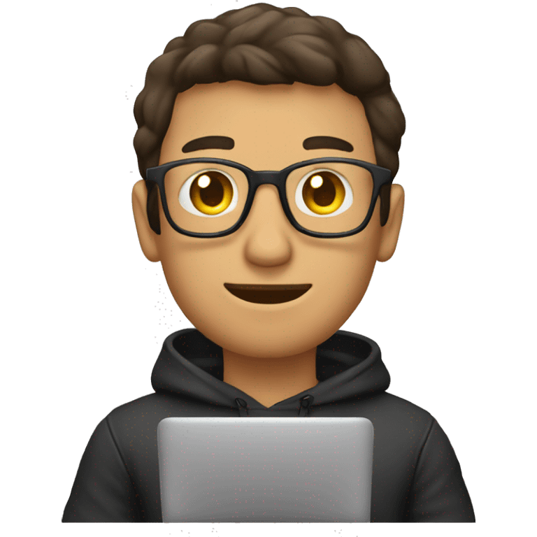 hombre con capucha usando unaa lap top emoji