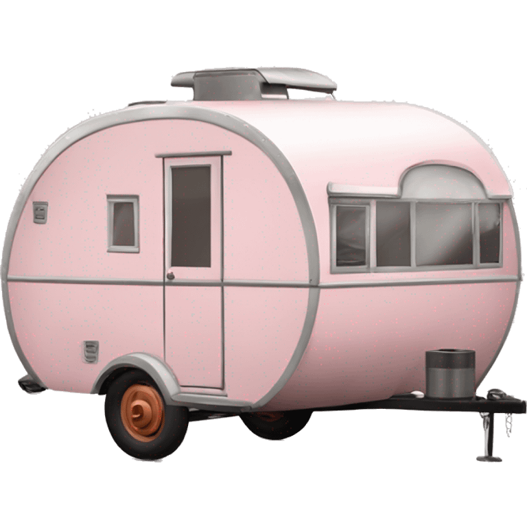 Realistic light pink vintage round gypsy caravan wagon camper emoji