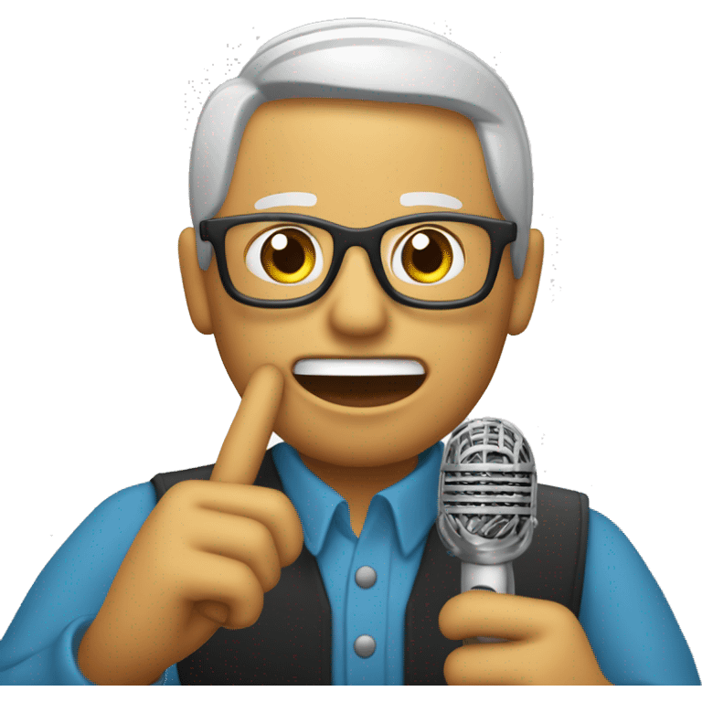 señor cantando  con un microfono y su celular emoji