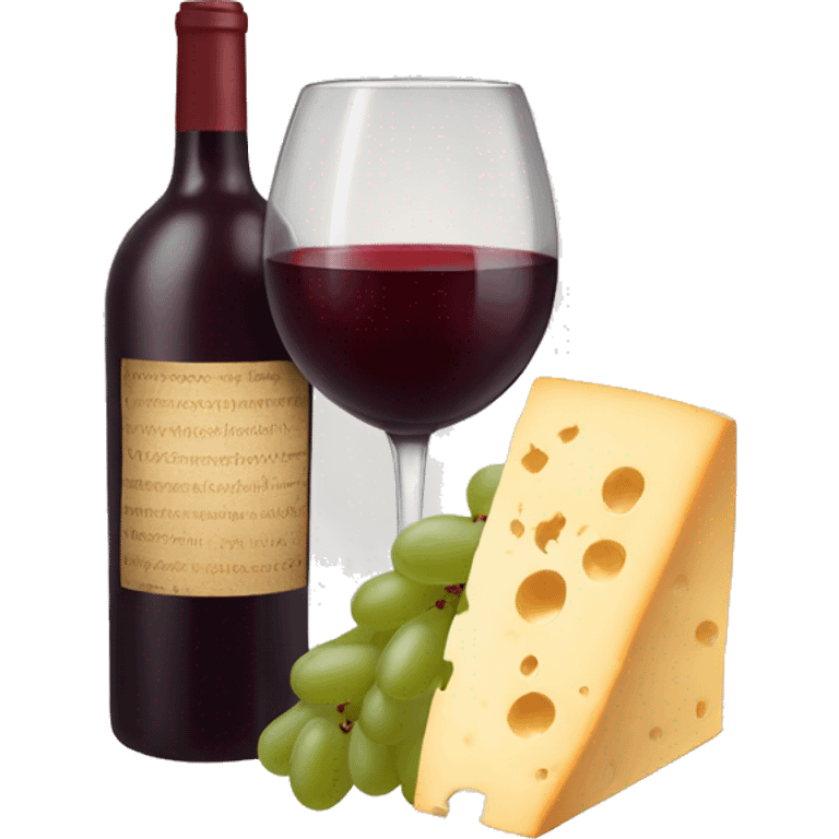 Red wine, cheese and grapes emoji