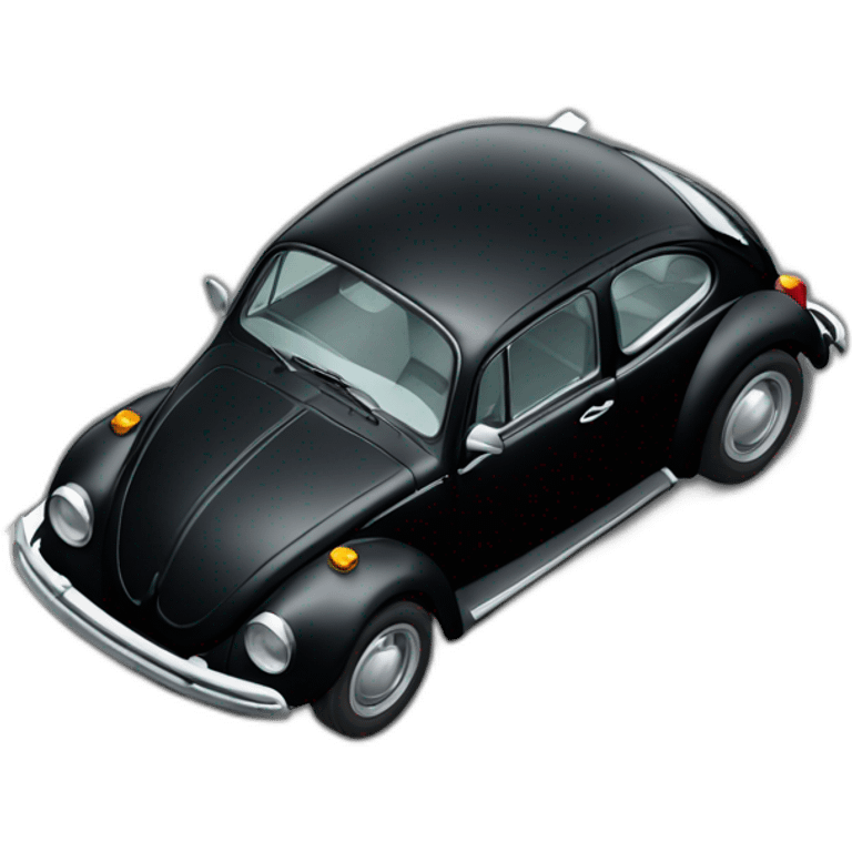 black vw beetle from above driving away emoji