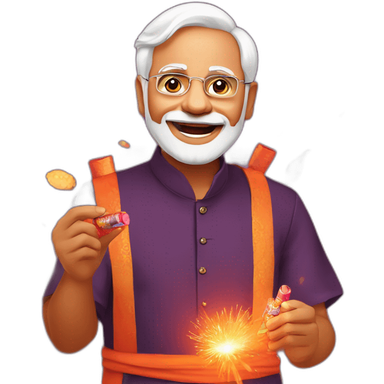 ModiJi Wishing Happy Diwali with firecrackers emoji