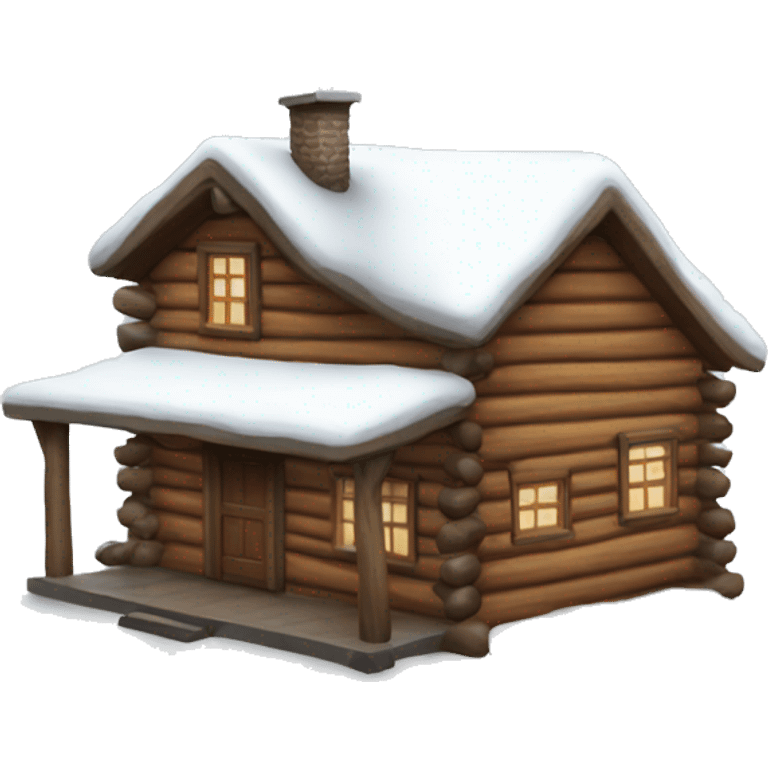 log cabin with snow emoji