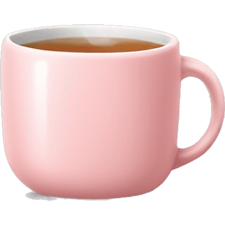 Light pink mug with tea and tea bag in it and steam  emoji