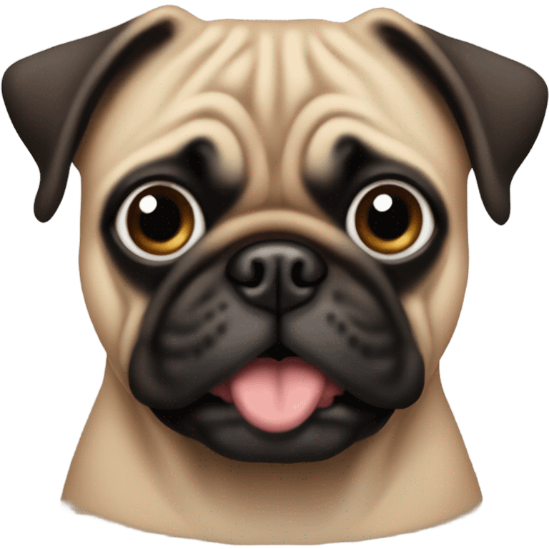 Brown and black pug with eyes facing outward emoji