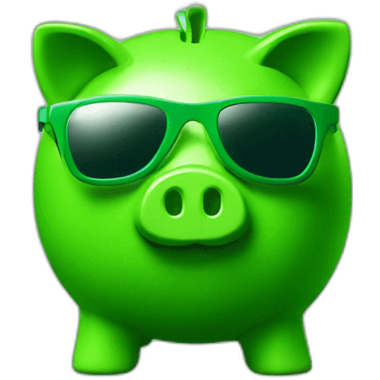 green piggybank with green sunglasses emoji