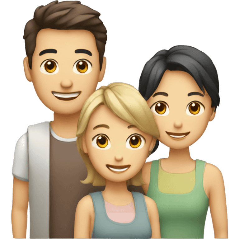 three people happy standing together simple style emoji