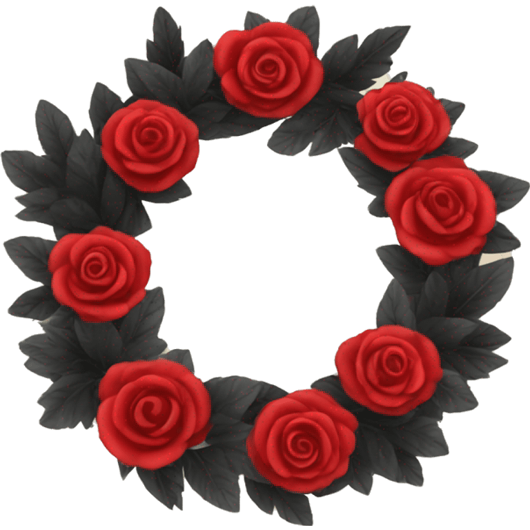 wreath with black leaves and red roses emoji