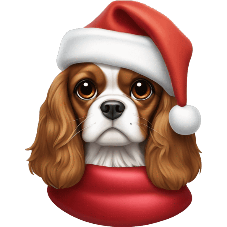 King Charles spaniel with a Santa hat  emoji