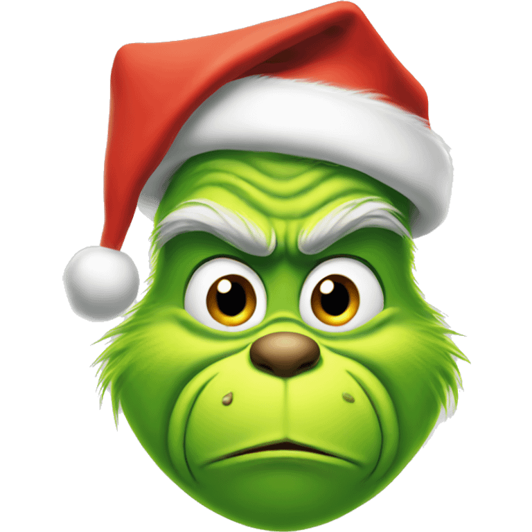 Grinch smiling in a Santa hat emoji