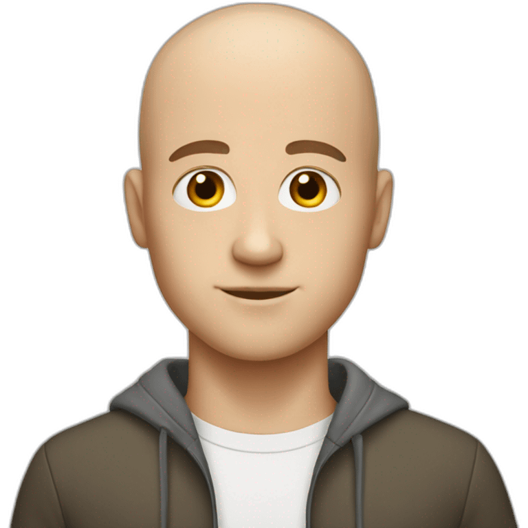 a white male student with ALMOST bald short brown hair  emoji