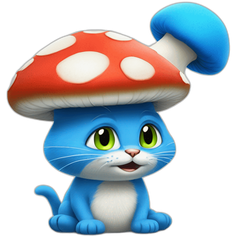 Smurf blue cat mushroom hat talking to Shrek emoji