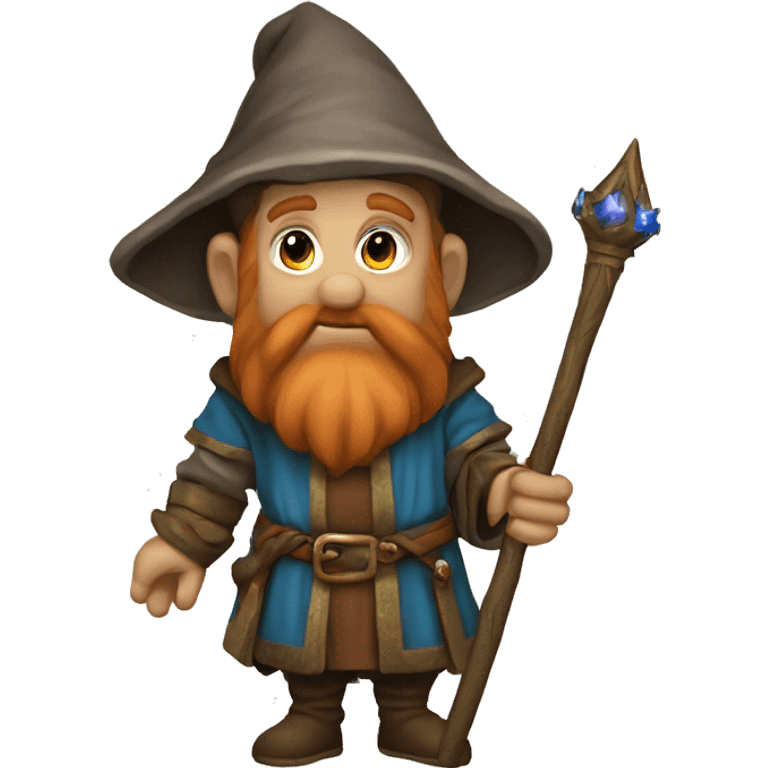 Medieval magic dwarf with a sorcerer staff emoji