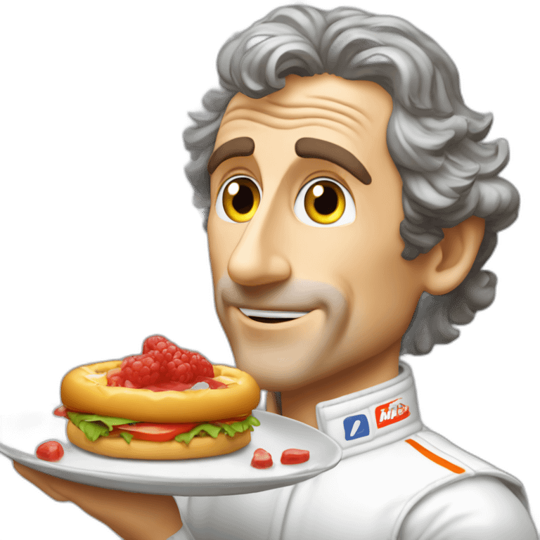 Alain Prost eating a rube emoji