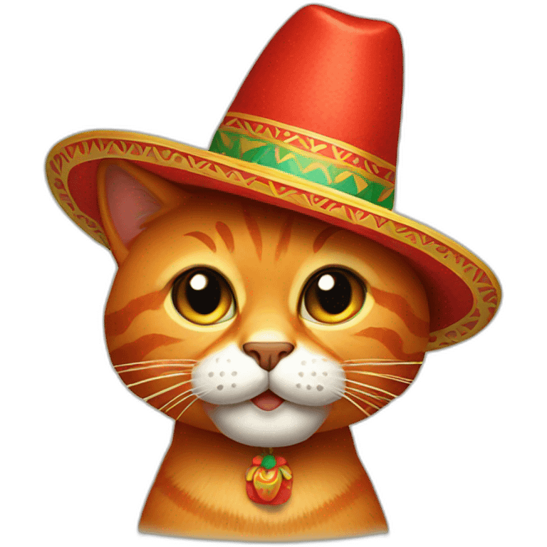 red cat with a mexican hat emoji