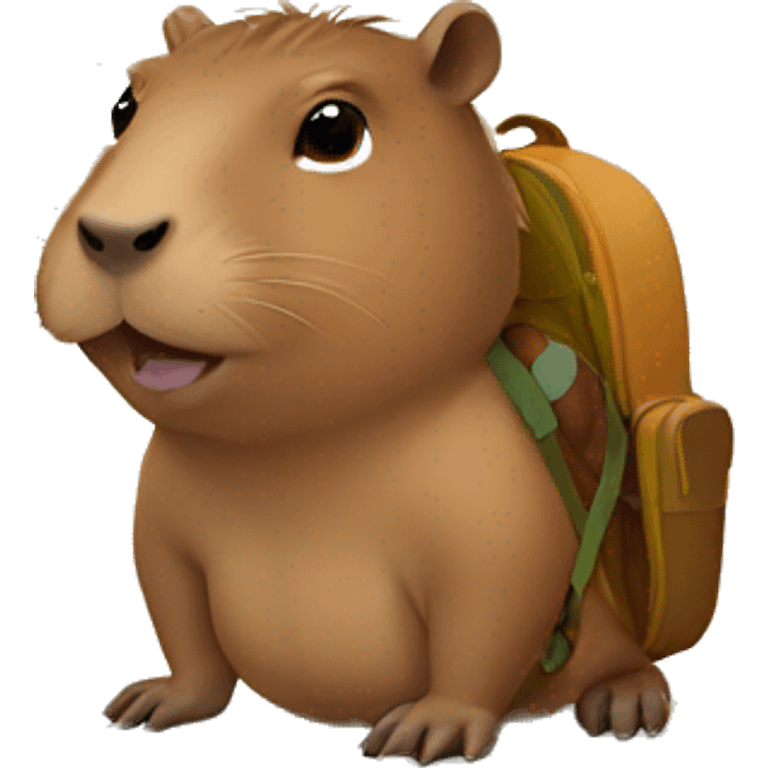 Capybara with tortoise backpack emoji