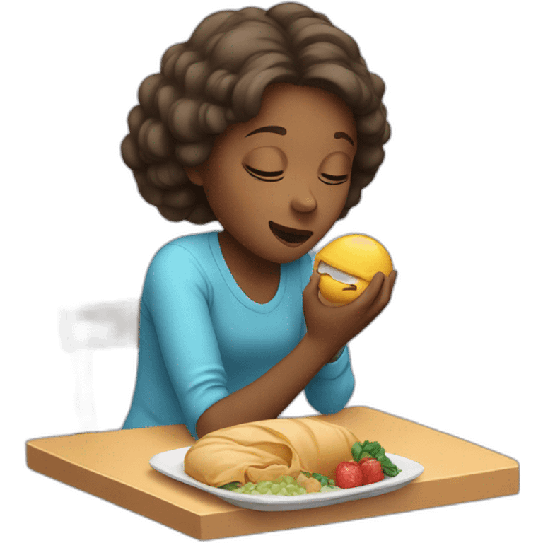 Girl eating and sleeping  emoji