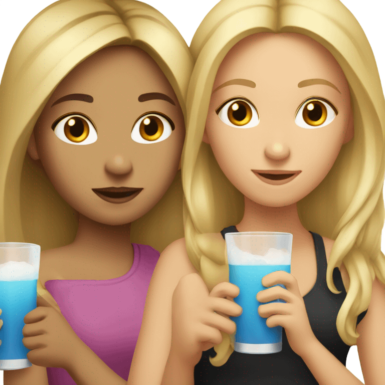 Caucasian Girls drinking together emoji